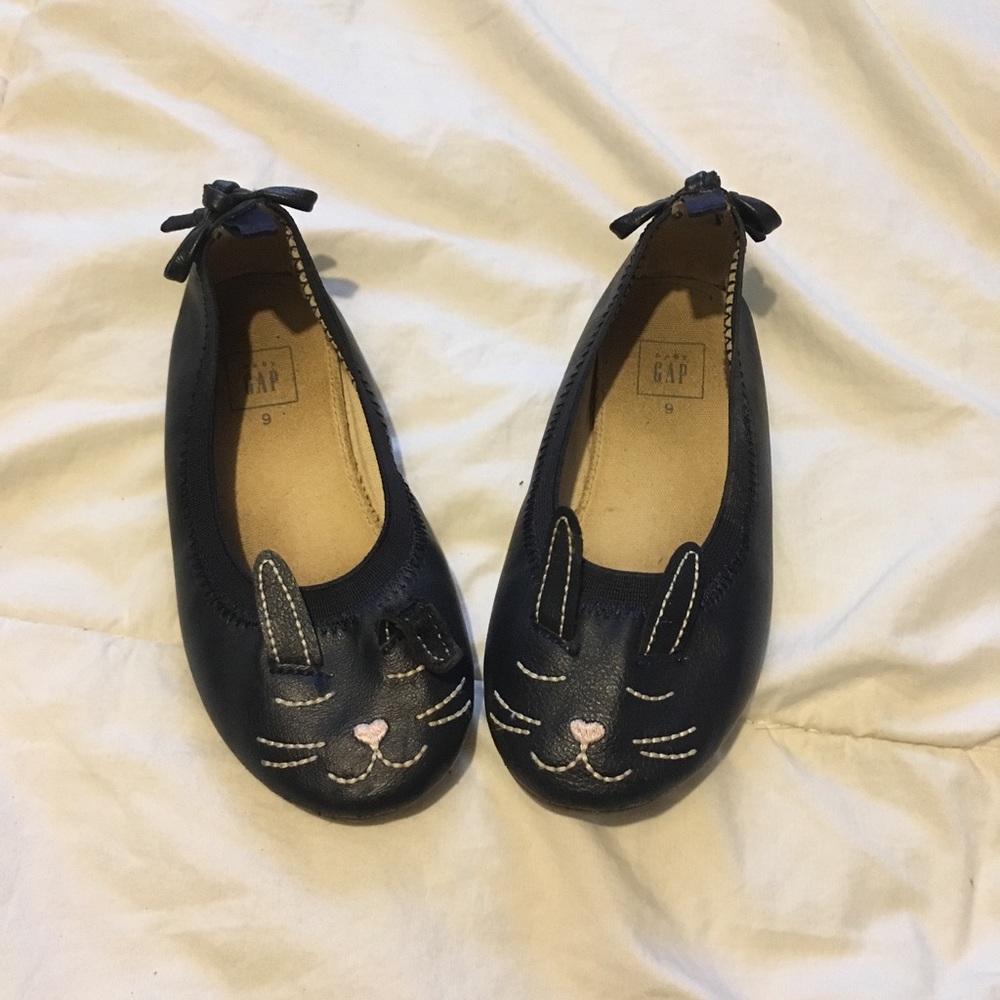 GAP navy blue bunny ballet flats, toddler size 9